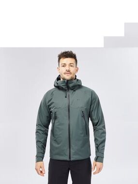Quechua | Mens MH500 Waterproof Hiking Jacket Dark Grey Green Size L
